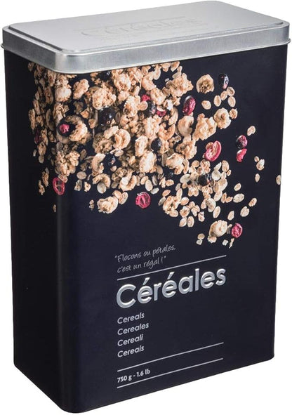 Paris Prix 'Relief II' Cereal Box - Black, Minimalist Style, 18 x 10 x 24.5 cm