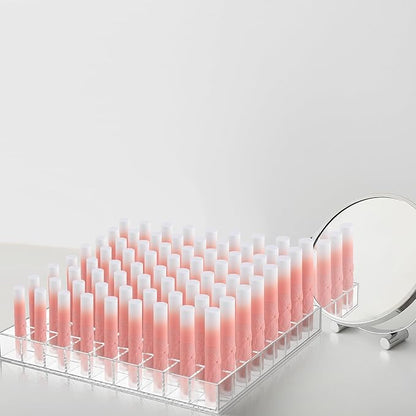 Mumufy Lipstick Holder Clear Acrylic Organizer Makeup Lip Gloss Organizer Plastic Cosmetic Display Case for Lipstick Brushes Bottles Perfume Essential Drawer Vanity Bathroom (72 Slot)