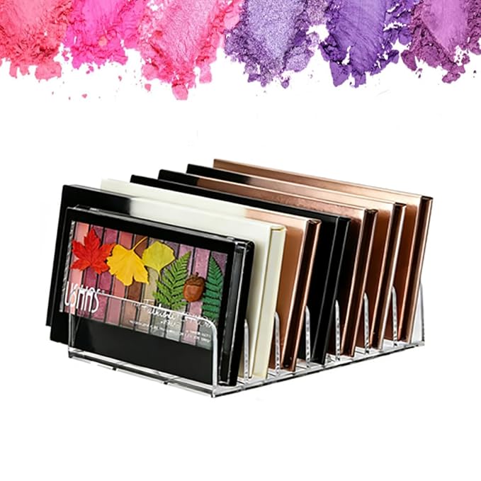 WECHENG 2 Pack Acrylic Eyeshadow Makeup Palette Organizer: Clear Makeup Organizer for Drawer - 7-Section Cosmetic Organizer for Vanity Countertop Storage Accessories for Palettes & Blushes