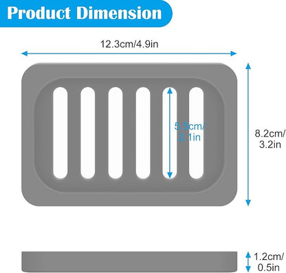 Topsky 2Pcs Soap Dish Holder, Non-Slip Bathroom Accessories Silicone Soap Case Saver, Sink Deck Bathtub Shower Dish Soap Drainer, Silicone Holder for Soap, Sponges, Scrubber (Grey-2pcs)