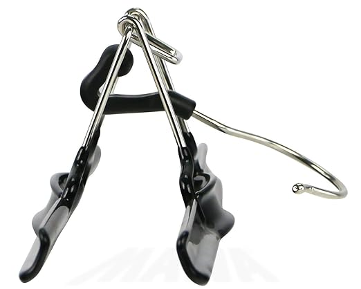 NAHANCO 10” Non Slip Metal Skirt/Pant Hanger with Rubberized Clamp, Black - 12 Pack