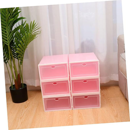 6pcs Thicken Shoe Boxes Storage Container Lids Stackable Shoe Racks for Home Office