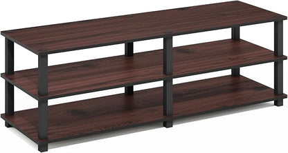 Furinno TURN-S-TUBE Shoe Rack, 3-Tier Wide Shoe Organizer, Open Shelf Rectangular Shoe Storage Rack, 11.6 x 47.2 x 15.4, Toolless Assembly, for Closet Entryway, Office, Garage, Dark Cherry