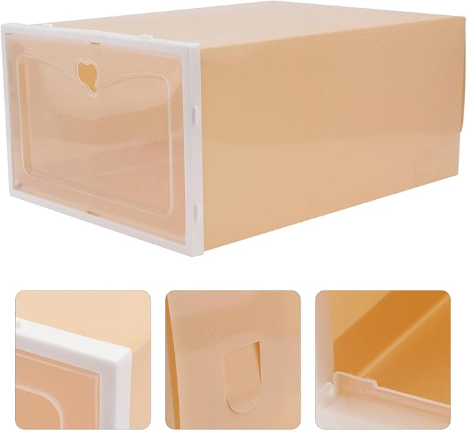 Toyvian 2Pcs Thickened Plastic Shoe Storage Box for Men Transparent Stackable Footwear Organizer with Reinforced Design and Easy to Clean Household Shoe Container