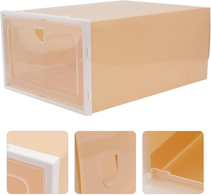 Toyvian 2Pcs Thickened Plastic Shoe Storage Box for Men Transparent Stackable Footwear Organizer with Reinforced Design and Easy to Clean Household Shoe Container
