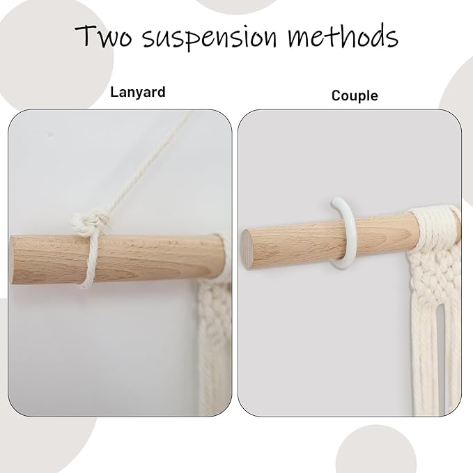 ZYP 7 Hats Style Macrame Hat Hanger Hat Rack for Wall,Women Decor Hat Holder,Bobo Hanging Hat Organizer Storage,Hats Display for Wide Brim Hats Cowboy Hat Bowler Fedora Hats Beach Sun Hat