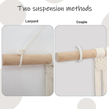ZYP 7 Hats Style Macrame Hat Hanger Hat Rack for Wall,Women Decor Hat Holder,Bobo Hanging Hat Organizer Storage,Hats Display for Wide Brim Hats Cowboy Hat Bowler Fedora Hats Beach Sun Hat