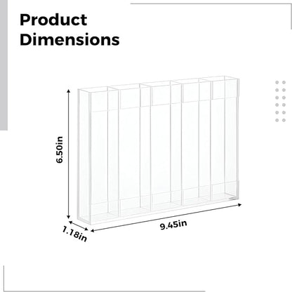 Straw Holder for Cabinet, Vertical Acrylic Design, 5-Compartment Organizer for Door, Easy Installation, Compact and Long-Lasting