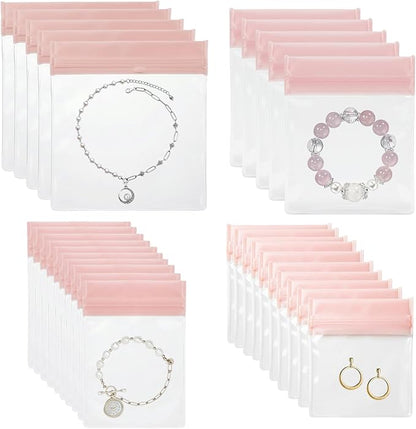 Anti Tarnish Jewelry Bags, Clear EVA Mini Travel Bags for Necklace, Earring, Bracelet 30 Pack Assorted Sizes