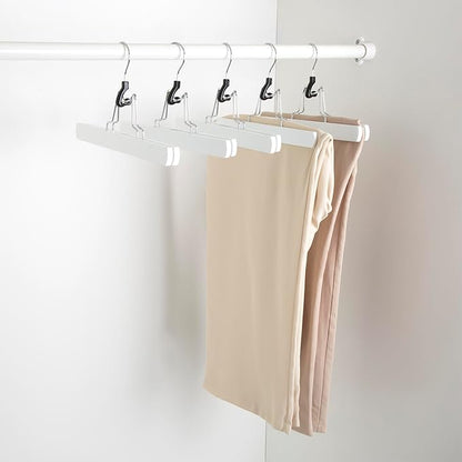 Amazon Basics Wooden Pants Hangers - White, (Pack of 60)