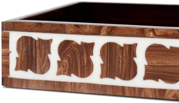 Handicrafts Home wood small tray, 10x6 Towel Tray, Guest Towel Holder, Decorative Napkin Holder, Bathroom Countertop Storage,Handmade Rectangular Vanity Tray for Bathroom Countertop-Yinyang collection