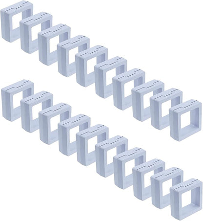Coshar 20PCS 3D Floating Frame Coin Display Case, Clear PE Jewelry Storage Box, 3D Floating Storage Frame Holder for Jewelry Rings Challenge Coins Medallions Collectibles, White, 2" x 2" x 0.8"