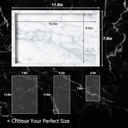 Large Marble Vanity Tray, Luxury Stone Organizer for Bathroom & Kitchen Counter | Holds Soap Dispenser, Jewelry, Perfume Bottles | Non-Resin, Non-Ceramic Décor