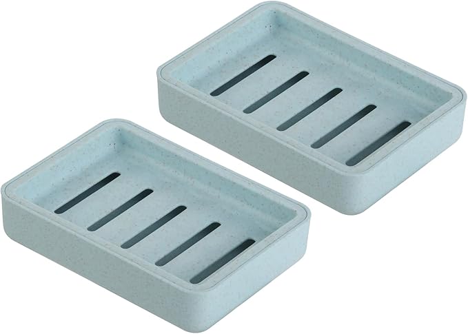 Plastic Soap Dish, Soap Bar Holder with Drip Tray, Draining Soap Box for Shower,Kitchen, Bathroom