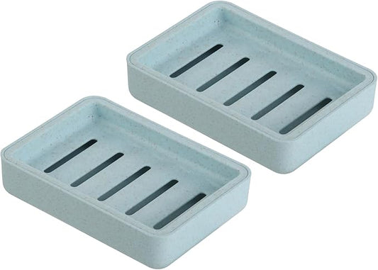 Plastic Soap Dish, Soap Bar Holder with Drip Tray, Draining Soap Box for Shower,Kitchen, Bathroom