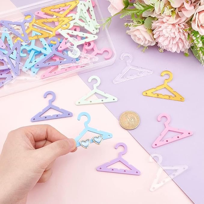 PH PandaHall 42pcs Clothes Hanger Earring Holder Necklace Mini Hanger Rack Jewelry Display Dangle Earring Hanging Organizer Acrylic Ear Studs Display Rack for Retail Show Personal Exhibition
