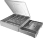 Double Layer Silverware Organizer with Lid, Utensil Holder with Cover, Flatware Cutlery Storage Oranizer, Gray
