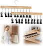 Legging Organizer for Closet, 2026 New Pants Hangers with 10 Clips, Space-Saving Clothes and Hat Storage Hook, Hanging Closet Organizer Hanger Clips for Skirts, Shorts, Trousers, Socks (Wood*2)
