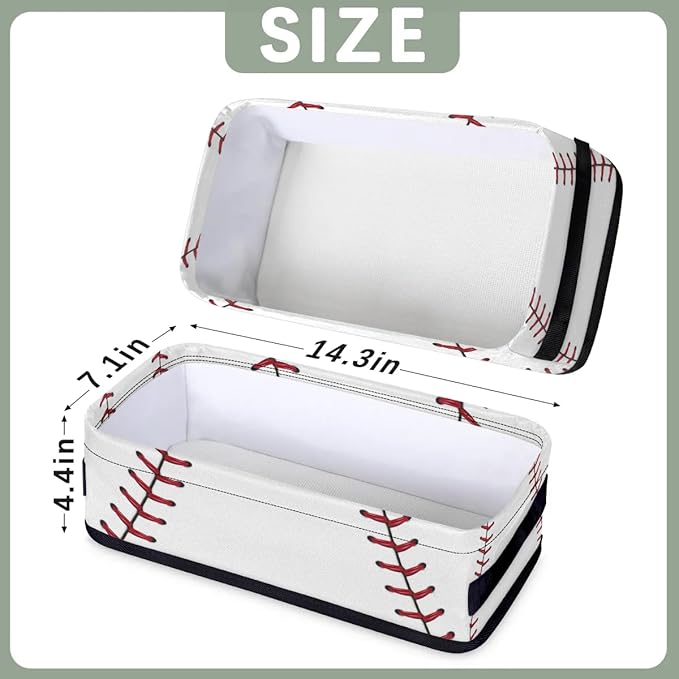 Baseball Lace Small Bathroom Baskets for Toilet,Foldable Toilet Paper Tank Basket Organizer for Towels Storage Decorative Open Storage Bins for Home,Closet,Containers,Cabinet