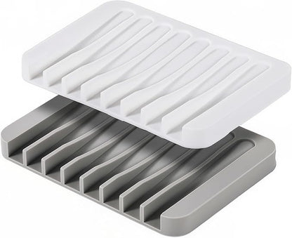 2Pcs Self Draining Soap Dishes, Soap Dish for Bathroom Sink, Premium Silicone Soap Holder, Bathroom, Kitchen, Sponges, Keep Soaps Bars Dry Clean, Extend Life Easy Clean Non - Slip Design