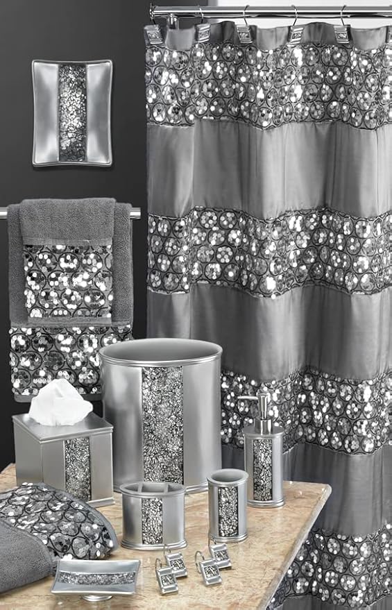 Zahari Home Sinatra Soap Dish Unique Design Stylish Bling Glass Mosaic Décor Soap Bar Holder, Silver