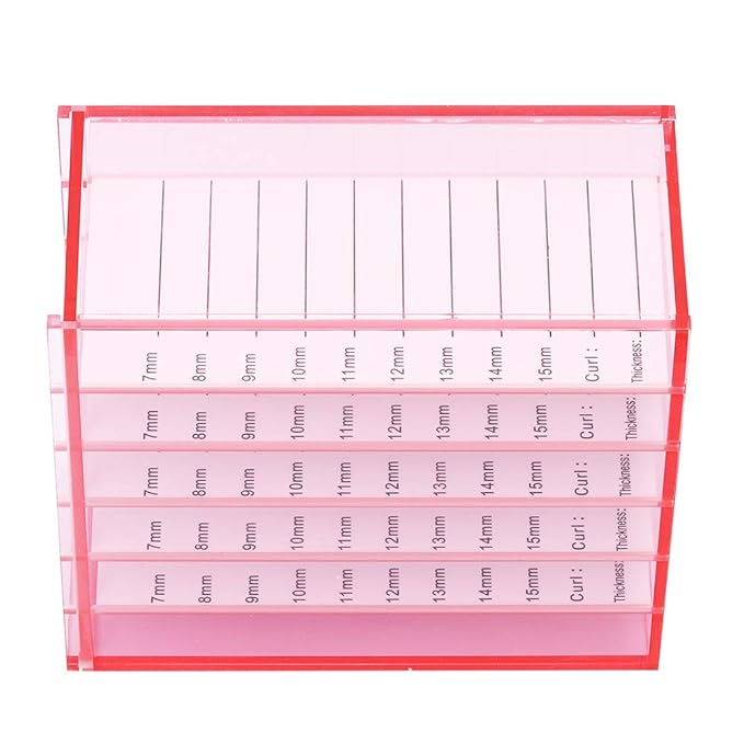 Red Acrylic 5 Layers clear Eyelash Storage Box, Makeup Display Container, Eyelashes Holder Case Grafting, Eyelash Transparent Box Extension Tool