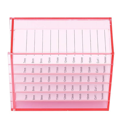 Red Acrylic 5 Layers clear Eyelash Storage Box, Makeup Display Container, Eyelashes Holder Case Grafting, Eyelash Transparent Box Extension Tool