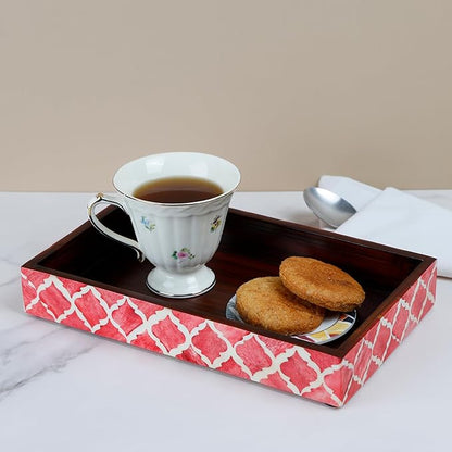 HANDICRAFTS HOME Handmade Moroccan Pattern 10x6 Towel Tray - Small Bathroom Tray, Guest Towel Holder, Decorative Napkin Holder, Bathroom Countertop Storage, Kitchen Hand Towel Holder Moroccan Red