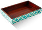 Handicrafts Home 10"x6" Vanity Tray for Bathroom Countertop, Moroccan Bone Inlay Decorative Organizer Tray for Perfume, Jewelry, Cosmetics & Dresser Decor, Rectangular Catchall Tray, Green White