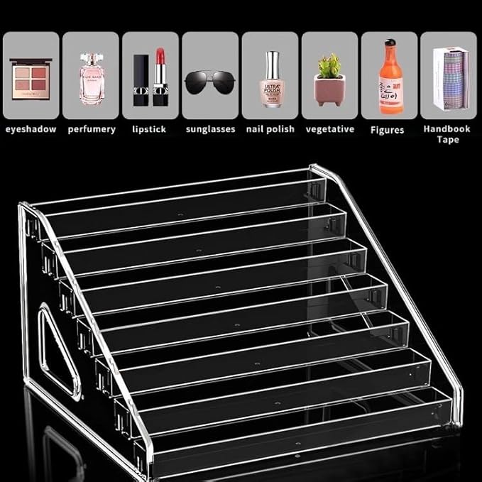 Acrylic Display Rack Cosmetic Large 3 Tiers Organizer Display Cases for Perfumes, Eyeshadow Palettes, Candy, Cookies, Figures