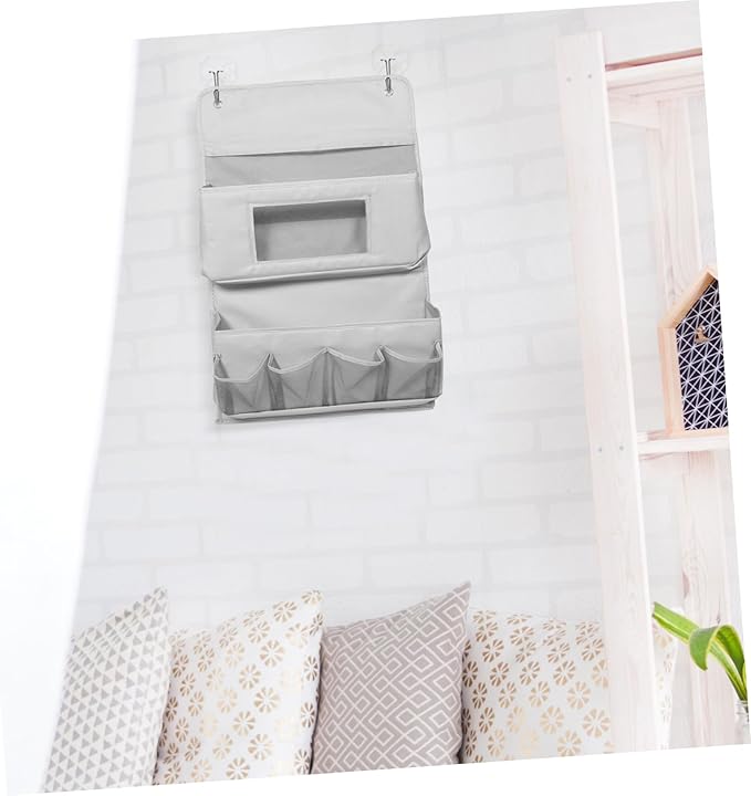 CHILDWEET Door Storage Organizer Bag 2-Layer Foldable Hanging Storage Pouch 40x65cm Grey Fabric No Tools Required for Home and Dorm Use
