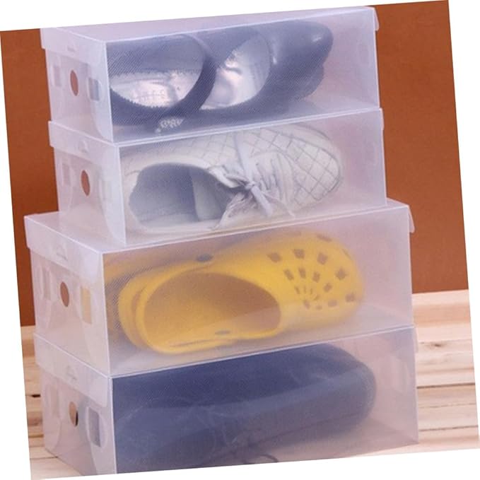 MAGICLULU 6pcs Plastic Shoe Boxes Lids Dustproof Storage Organizer for Home Closet