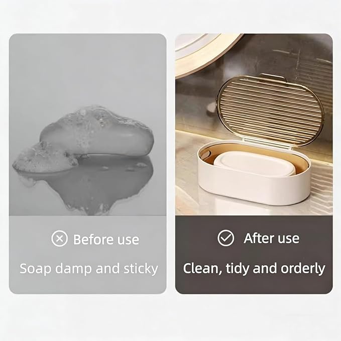 Soap Holder for Bathroom, Shower Soap Dish with Drainage Layer, Portable Soap Box for Bathroom, Bar soap Case for Travel, Gym, School, Camping