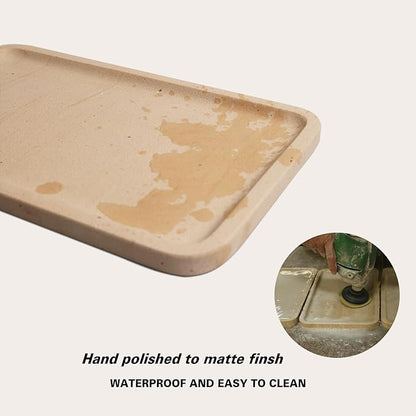 Limetsone Absorbent Vanity Tray for Bathroom Counter-12 X7 Decorative Tray for Perfume, Candles, Stone Jewelry Dish Tray