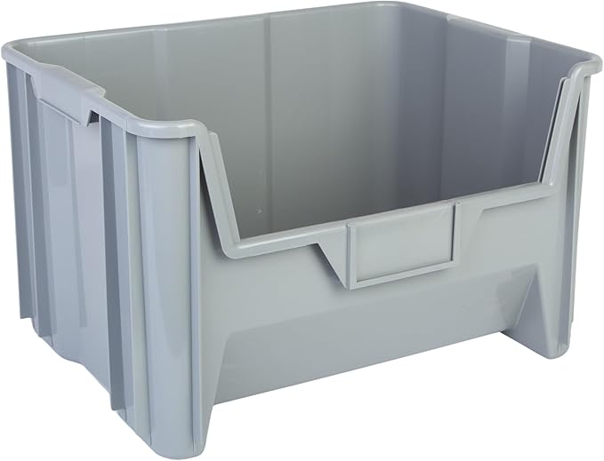 Hudson Exchange 20" x 15" x 12.5" (1 Pack) Plastic Giant Stackable Hopper Bin Container, Gray