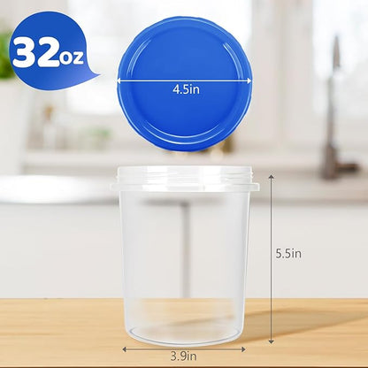 Atecare Food Storage Containers with Twist Top Lids, Ultra Thick Airtight Plastic Containers for Soup, Leftover, Ice Cream, Overnight Oats, BPA Free Stackable Freezer Containers [12 Pack-32 oz]