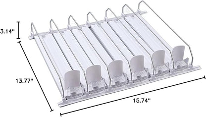 Refrigerator Automatic Pusher Glide, Soda Can Dispenser Easy to Install Width Adjustable White for Supermarkets (31cm)