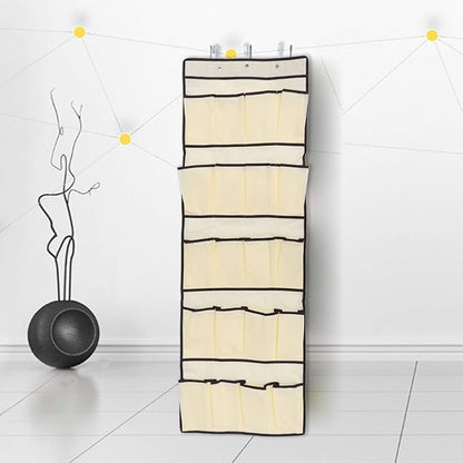 Levemolo over Door Shoe Organizer with Mesh Pockets Hanging Storage Bag for Shoes Accessories and Toys Space-saving Design with Sturdy Metal Hooks Beige