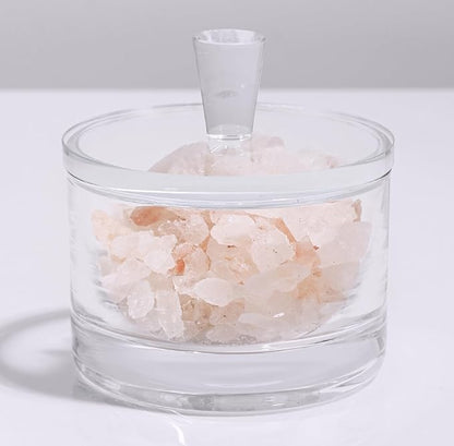 Clear Salt Cellar with Lid, 7oz Crystal Glass Salt Box Salt and Pepper bowls, Salt Container Holder for Kitchen, Storage Container for Candies, Coffee, Sugar