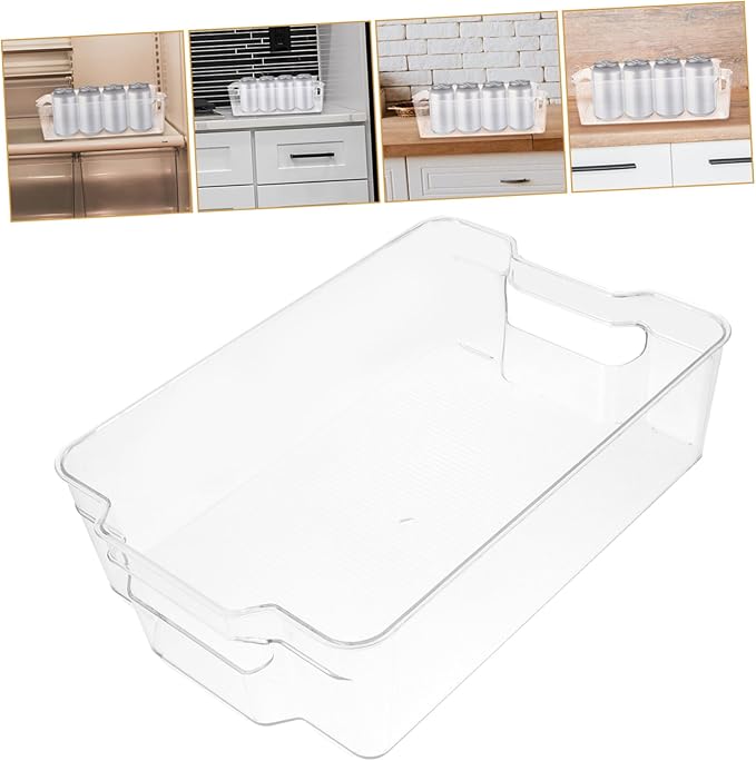 COLLBATH Refrigerator Organizer Bin for Cans Space-saving Clear Beverage Dispenser Holder Efficient Drawer Design for Easy Access to Soda Juices and Drinks Construction
