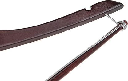 Quality Hangers Wooden Hangers Beautiful Sturdy Suit Coat Hangers with Locking Bar Chrome Hooks (100)