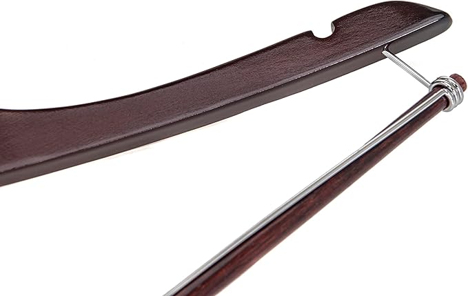 Quality Hangers Wooden Hangers Beautiful Sturdy Suit Coat Hangers with Locking Bar Chrome Hooks (50)