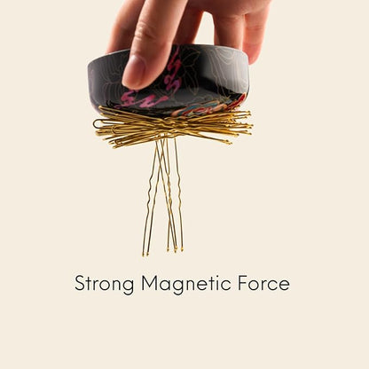 Magnetic Bobby Pin Holder, 2-in-1 Design Bobby Pins Collector and Storage, Hair Accessories Organizer, Magnetic Paper Clip Holder, Black