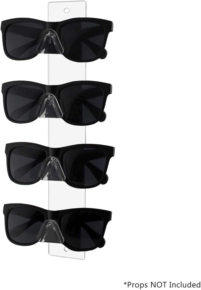 Marketing Holders 12 Pack Glasses Holder Holds 4 Pair Clear Acrylic Wall Mount with Hanging Hardware Retail Stores Eyeglasses Storage Sunglasses Organizer Bifocal Display Space Saver