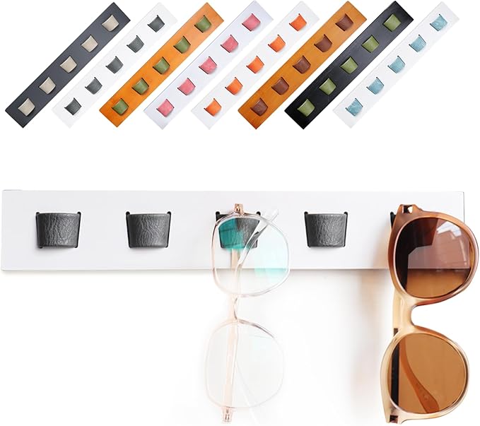ACOCOFE Sunglass Organizer Glasses Holder,Wood Eyeglass Storage Holder,Sunglasses Rack Eyewear Display((White-black)