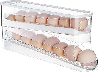 Sylphide Egg Dispenser for Refrigerator, Gravity Fed Egg Dispenser, Egg Holder for Fridge, Food-Grade Auto Rolling Egg Storage Organizer