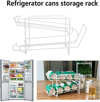 2-Tier Soda Can Organizer for Refrigerator, Can Beverage Dispenser Rack Can Holders, Holds 10 Cans