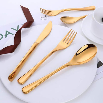 Baikai Heavy-duty Dinerware Silverware Set, 20 Pieces Flatware Cultery Sets, Stainless Steel Kitchen Utensils Service for 4 (Gold, 20)