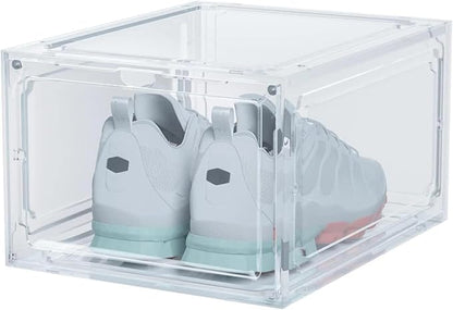 for 1 Pack Shoe Boxes Clear Plastic Stackable Sneaker Containers Magnetic Shoes