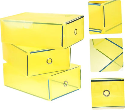 Plastic Drawer Shoes Storage Boxes 5 Pack Shoe Organizer Stackable Pull-out